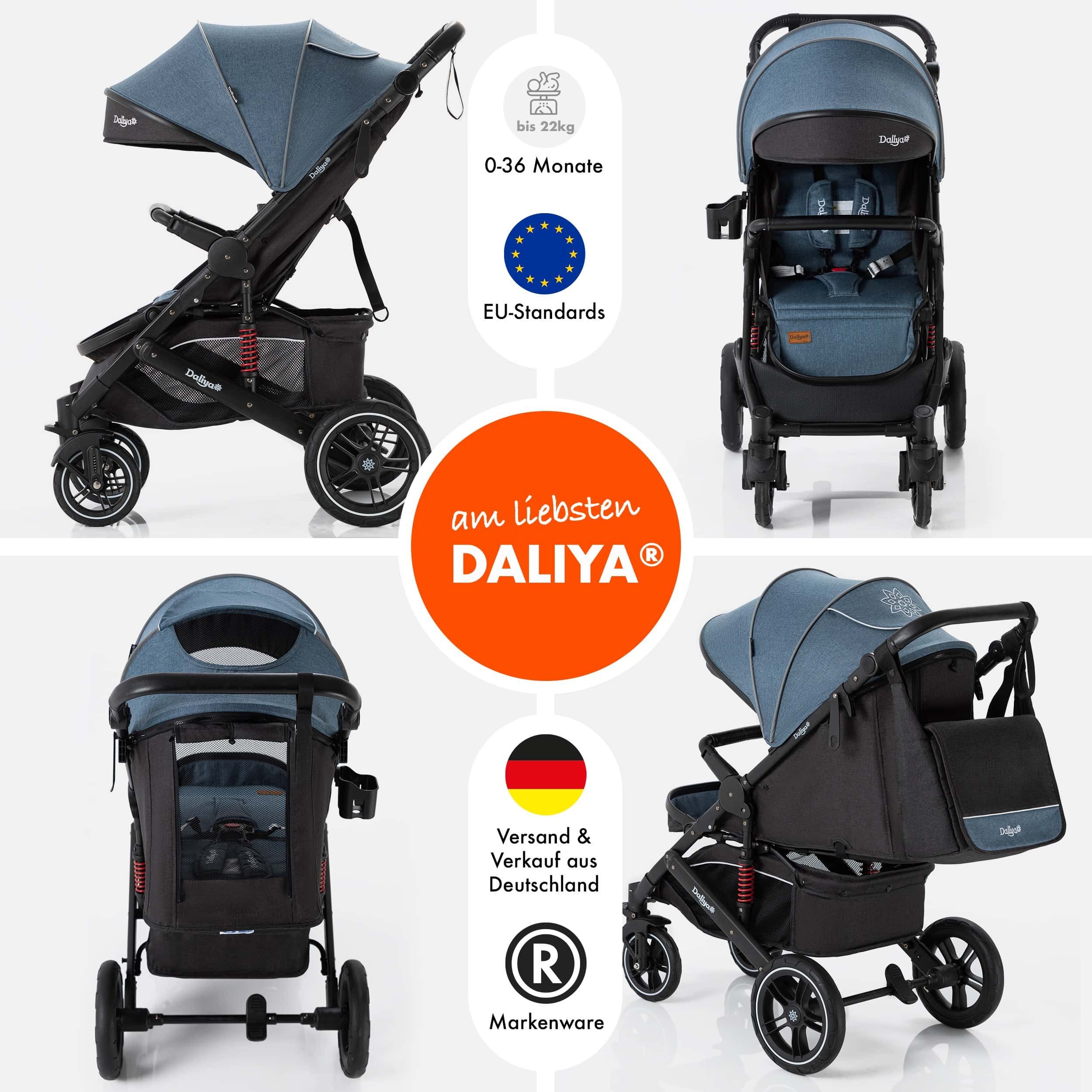 Daliya® Kinder-Buggy RAPIDY Buggy Kinderwagen, XXL Set, kompakt, Kinderbuggy, Sportwagen, (10-tlg), Liegeposition, Fußsack, Spieltisch, Wickeltasche, Regenverdeck