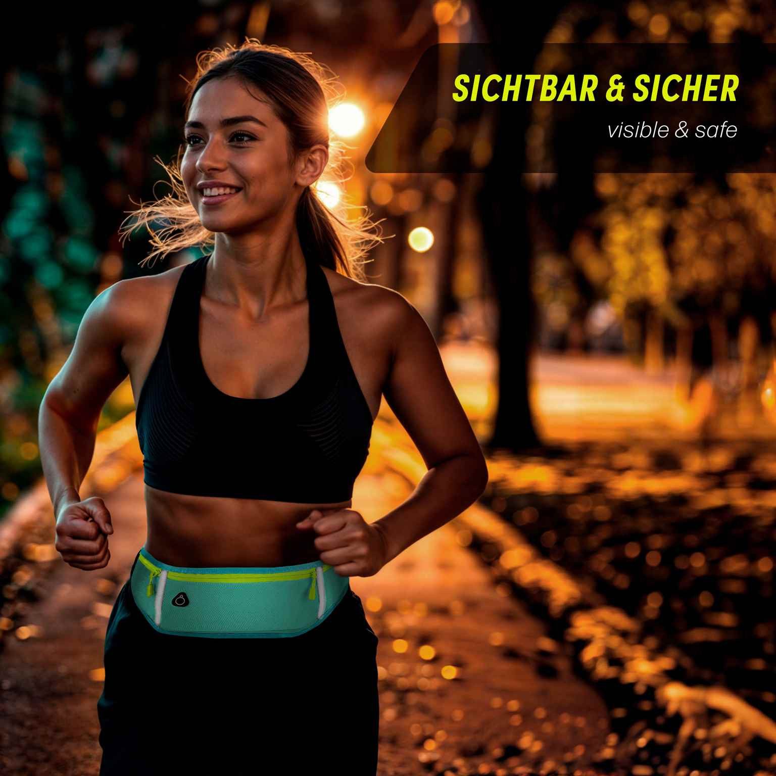 ONEFLOW Laufgürtel für Samsung Galaxy A35 5G Lauftasche ActivePro Belt Blau Sport Handytasche zum Joggen Damen Herren Bauchtasche Handy Running
