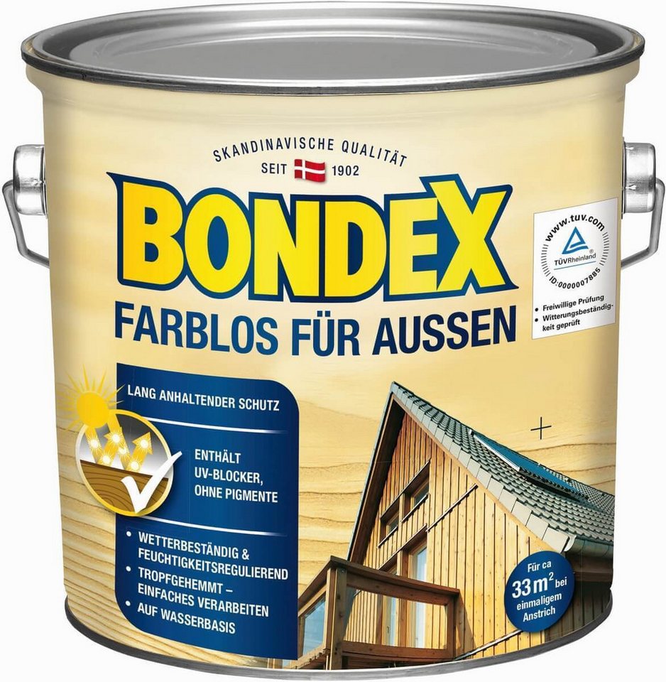Thumbnail - Bondex Holzschutzlasur Farblos für Außen, 2,5 l, witterungsbeständig, feuchtigkeitsregulieren