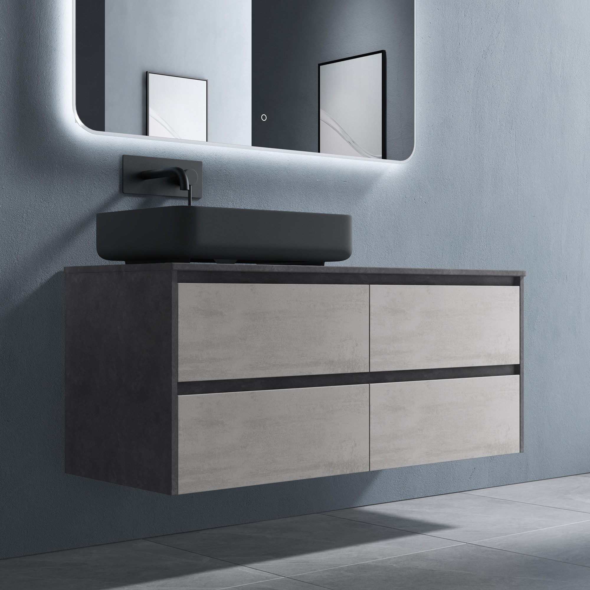 doporro Badmöbel-Set Design Waschplatz Badmöbelset Unterschrank Wandmontage günstig online kaufen