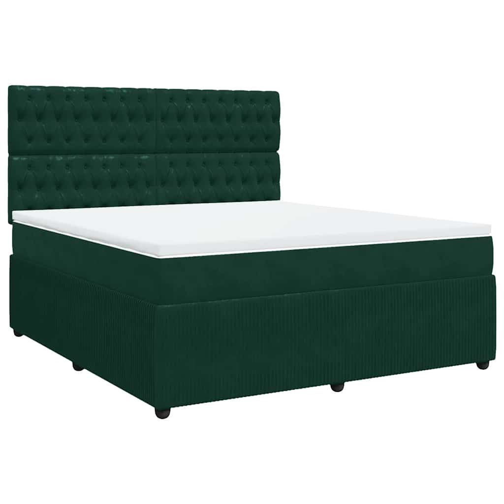 Bett Boxspringbett mit Matratze Dunkelgrün 180x200 cm Samt