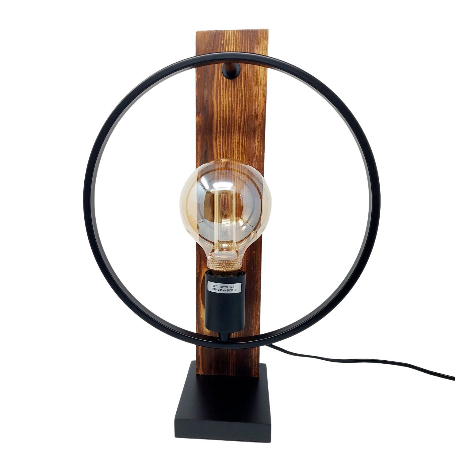 formano Tischleuchte Holzrahmen, LED, Fassung E27, Schwarz, Rahmen, H: 42cm