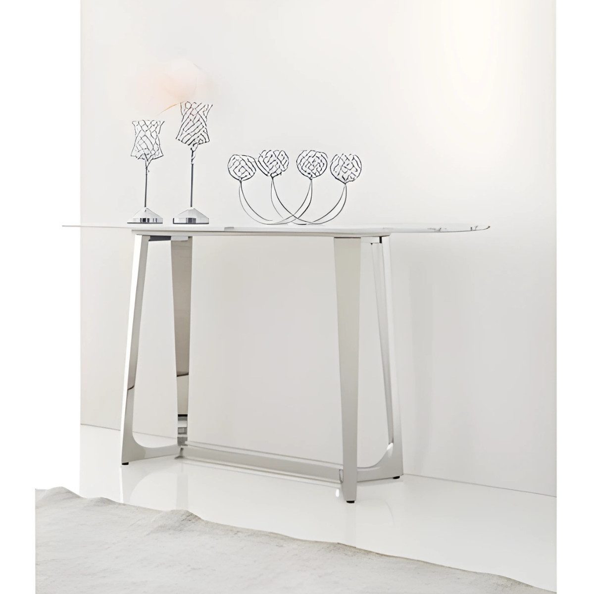 alesvelt Ablagetisch Bari mit weißer Tischplatte in Marmoroptik 150cm (1-Tisch), 150x45x80cm