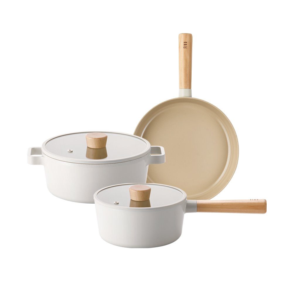 NEOFLAM® Pfannen-Set FIKA Bratpfannen & Topf Set 3tlg., (3-tlg)