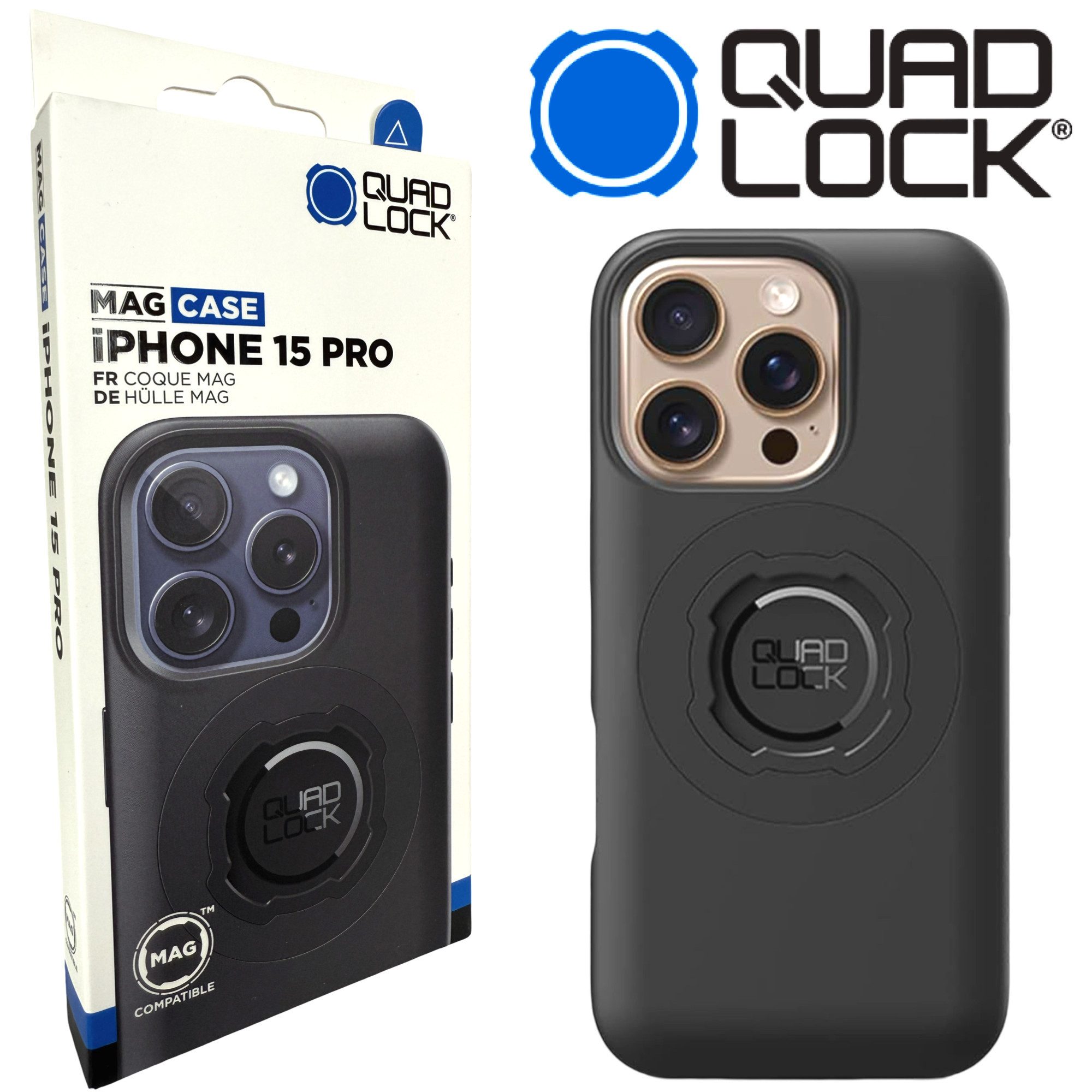 Quad Lock Handyhülle QUAD LOCK MAG Case Handy Schutz Hülle Halter passend für iPhone 15 Pro