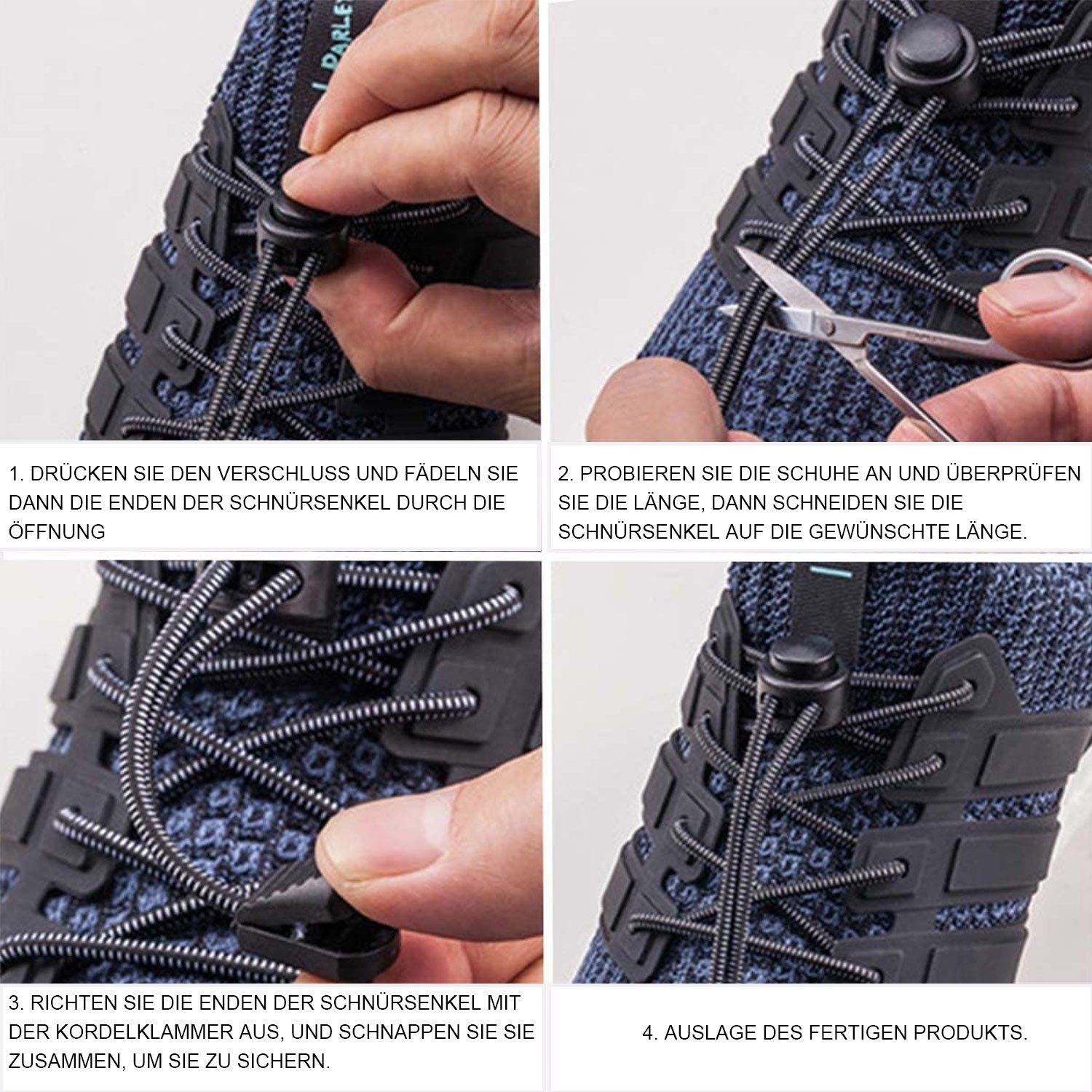Schnürsenkel Schuhbänder Verschluss 5 Elastische Grau Daisred Ohne Paare Binden