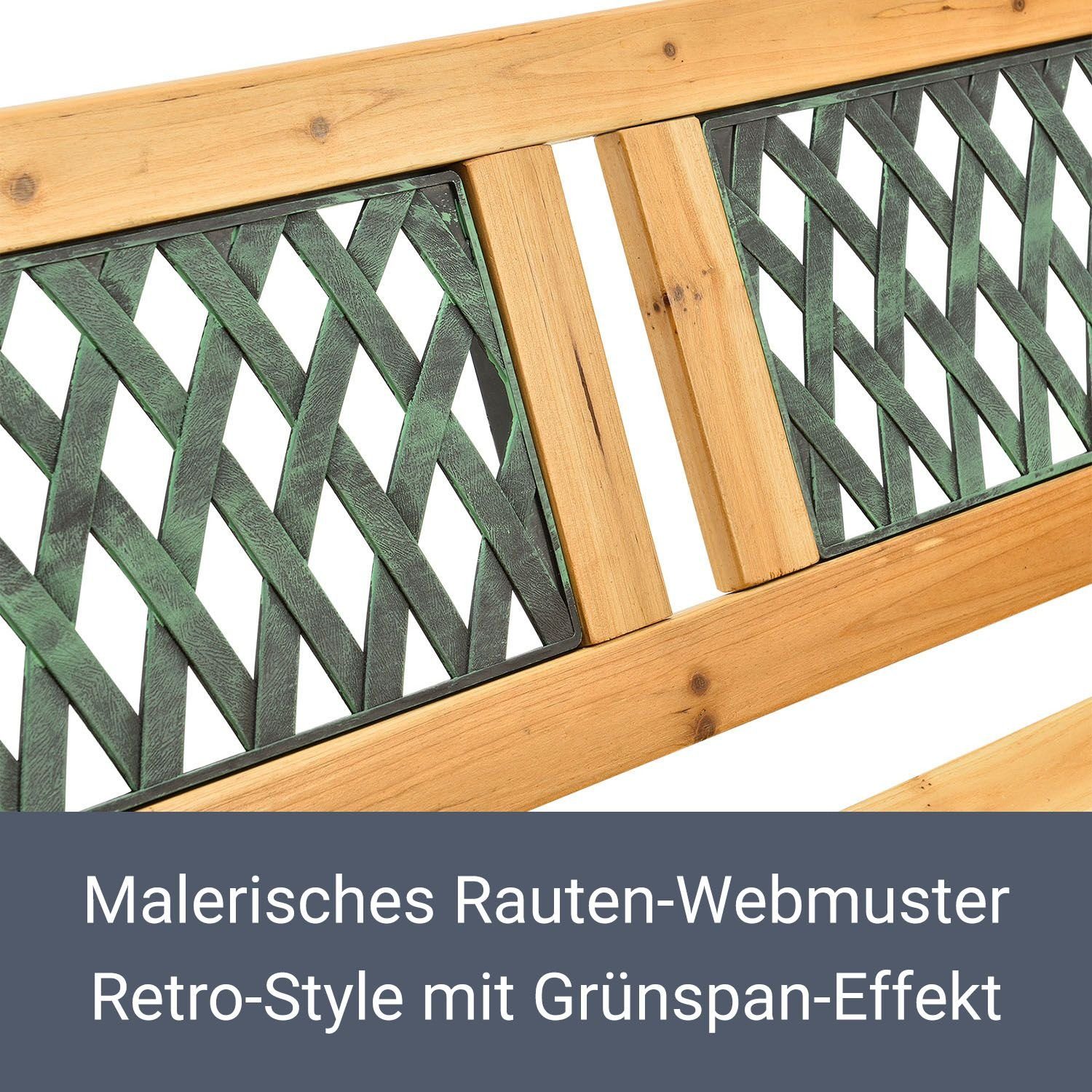 Personen für bequeme 2 Rückenlehne, Materialien, Gartenbank Juskys wetterfeste Schwarz-Grün Sanremo,