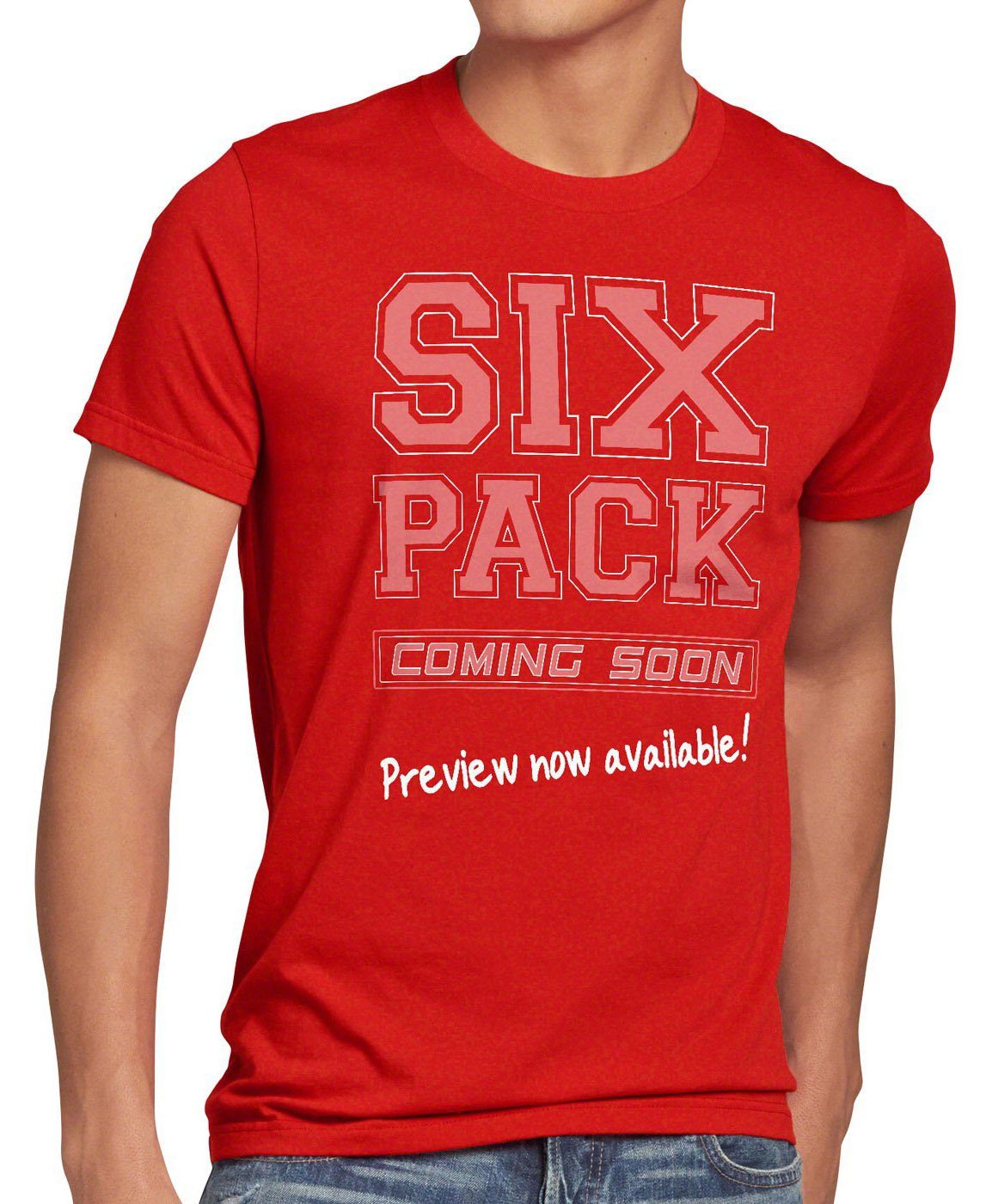 style3 Print-Shirt Herren T-Shirt Sixpack coming Funshirt Fun Spruchshirt Spruch bauch sprüche bier rot