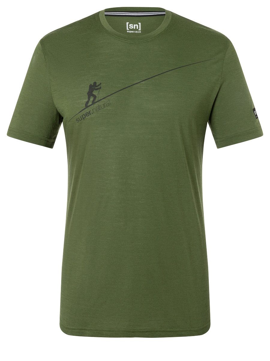 SUPER.NATURAL Print-Shirt Merino T-Shirt M HAUTE ROUTE TEE funktioneller Merino-Materialmix