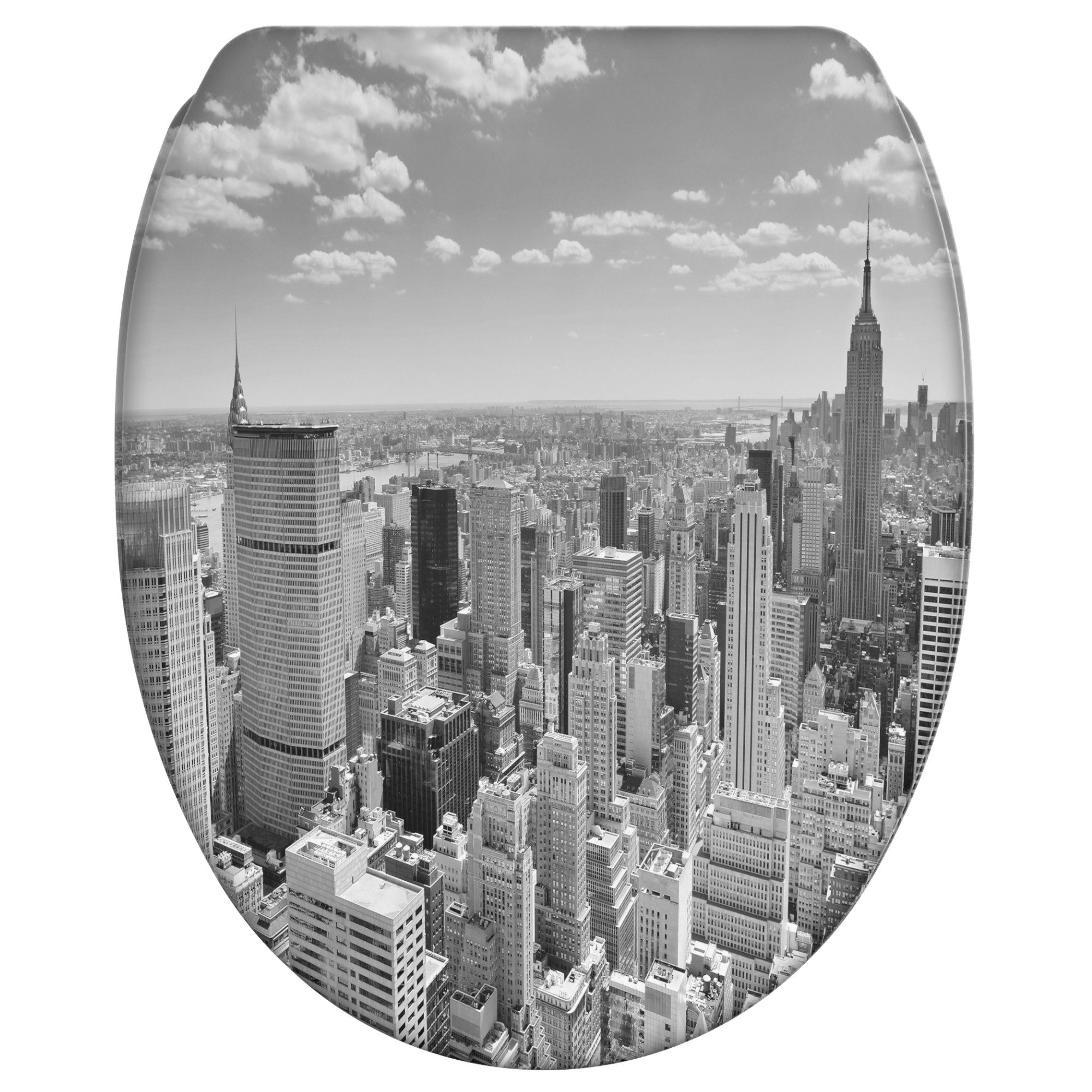 Sanilo WC-Sitz Skyline New York mit Absenkautomatik & Quick Release, Premium Toilettendeckel, abnehmbar, leichte Montage von oben