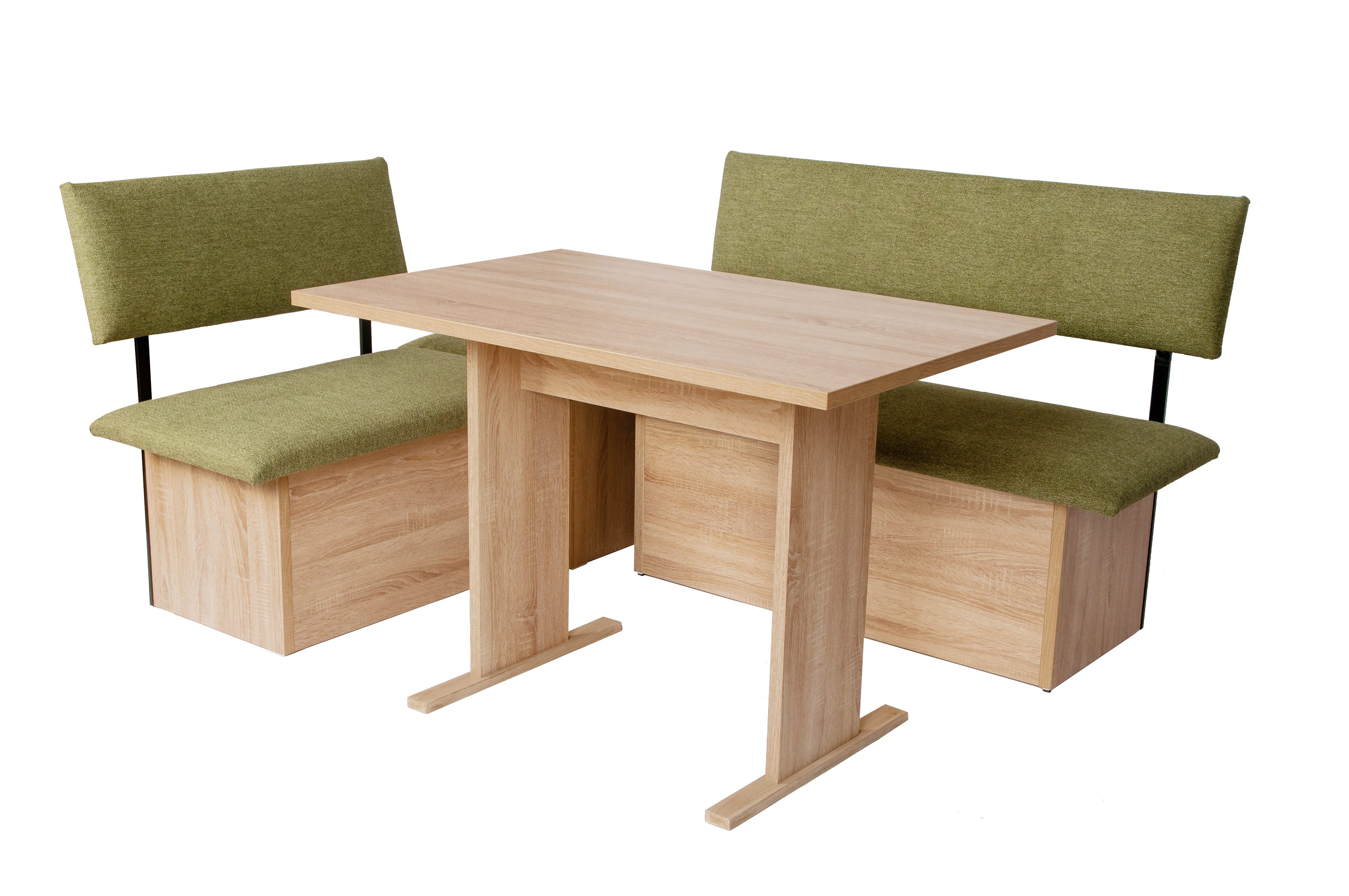 kundler home Eckbankgruppe Sitzbank mit Truhe, Eckbank, L182R142cm tauschbar, Tisch Set 4-tlg., bestehend aus 2 Sitzbänken mit Truhe, 1 Eckteil mit Truhe, 1 Esstisch