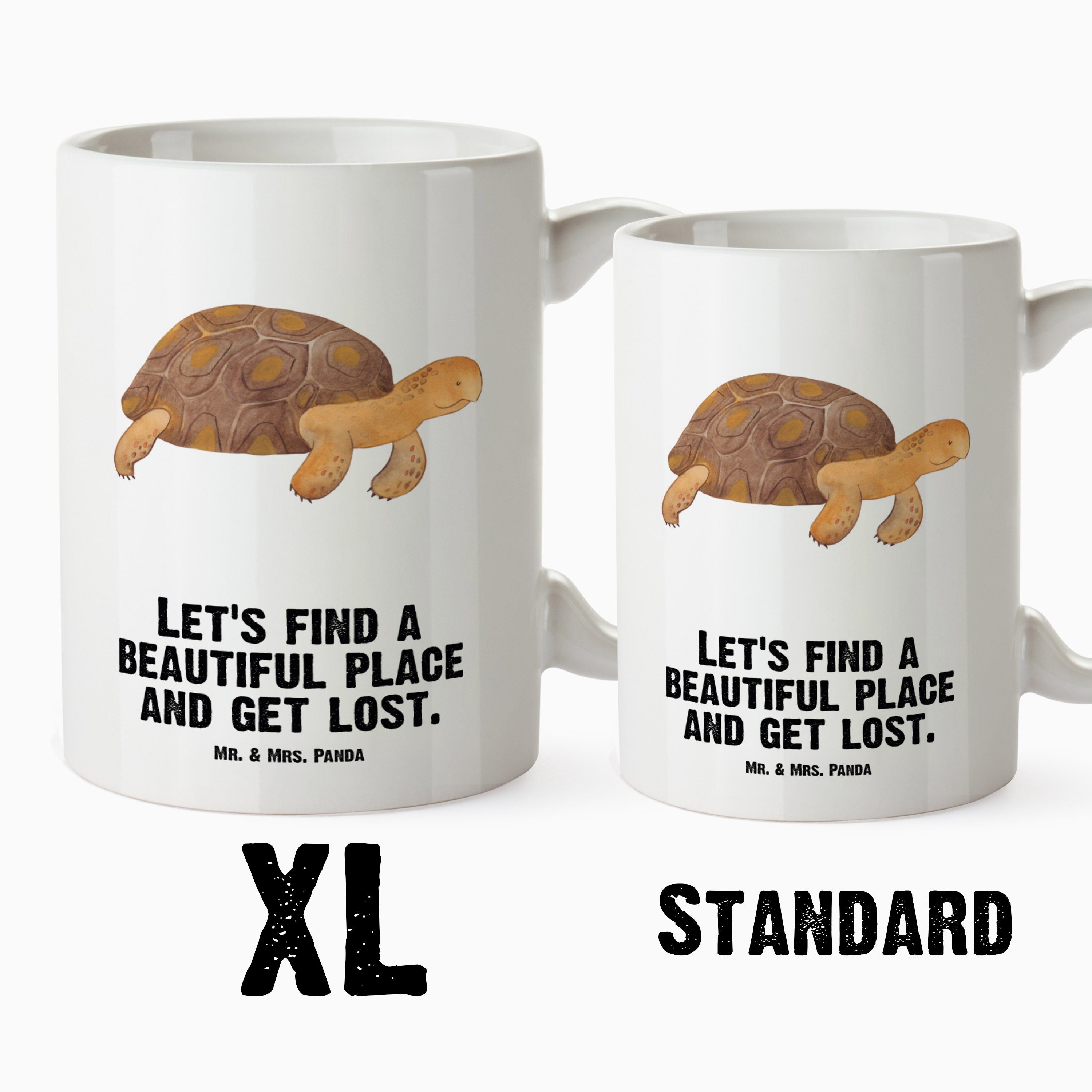Urlaub, Tasse Schildkröte Weiß XL marschiert Geschenk, Panda Mrs. Tasse Mr. Keramik Bech, & Motivation, - XL -