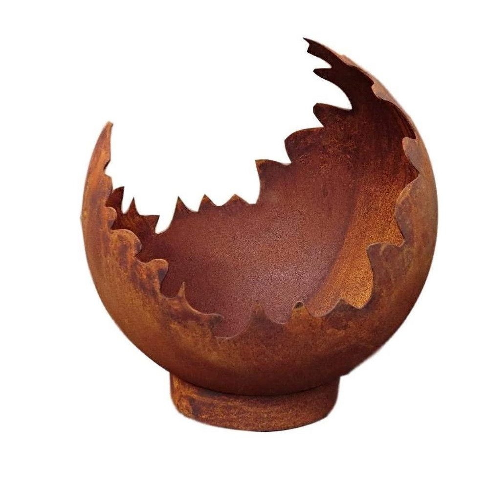 L Design Gartenfigur L Design Edelrost Deko/Feuerkugel Risse mit Standring günstig online kaufen