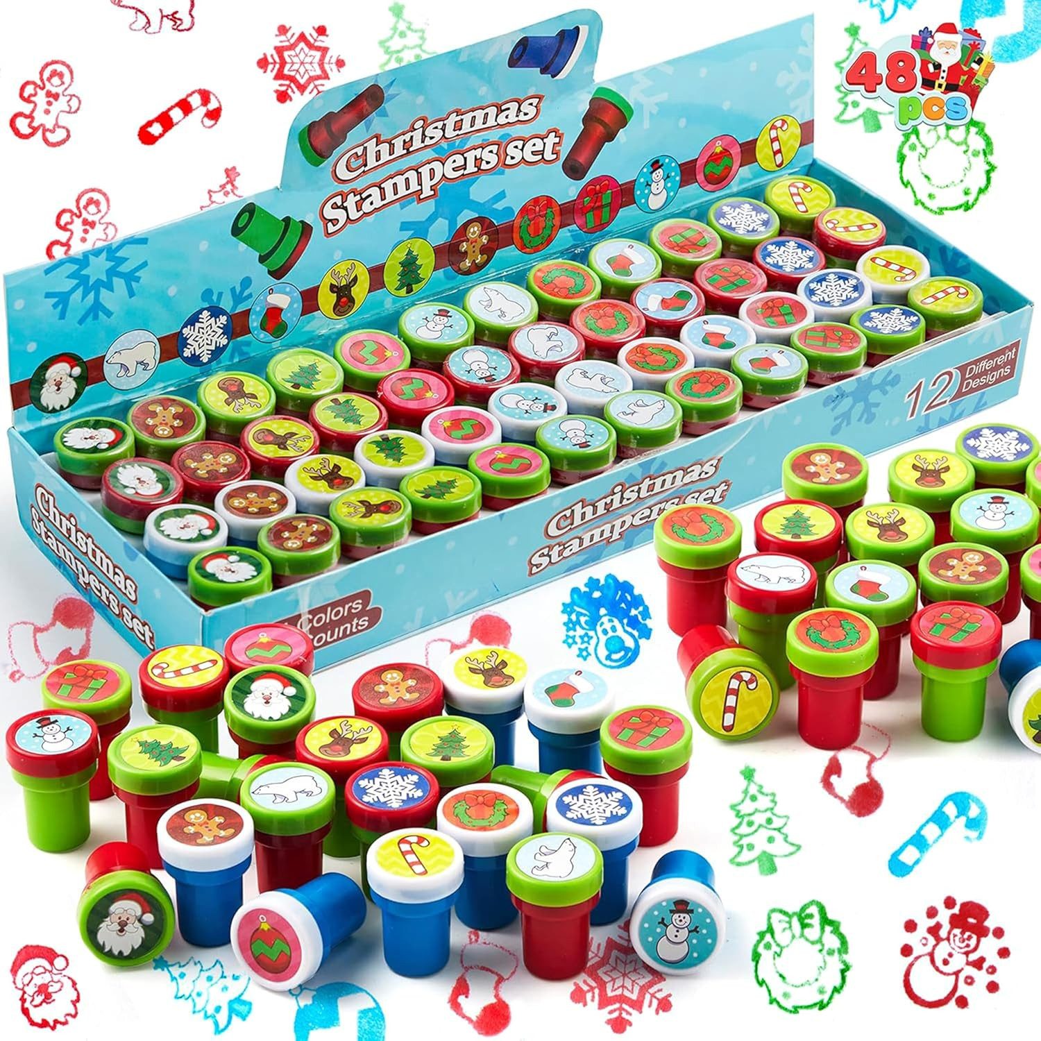 JOYIN Stempel JOYIN Kinder Weihnachtsstempel-Set, 48 Stück 12 Motive