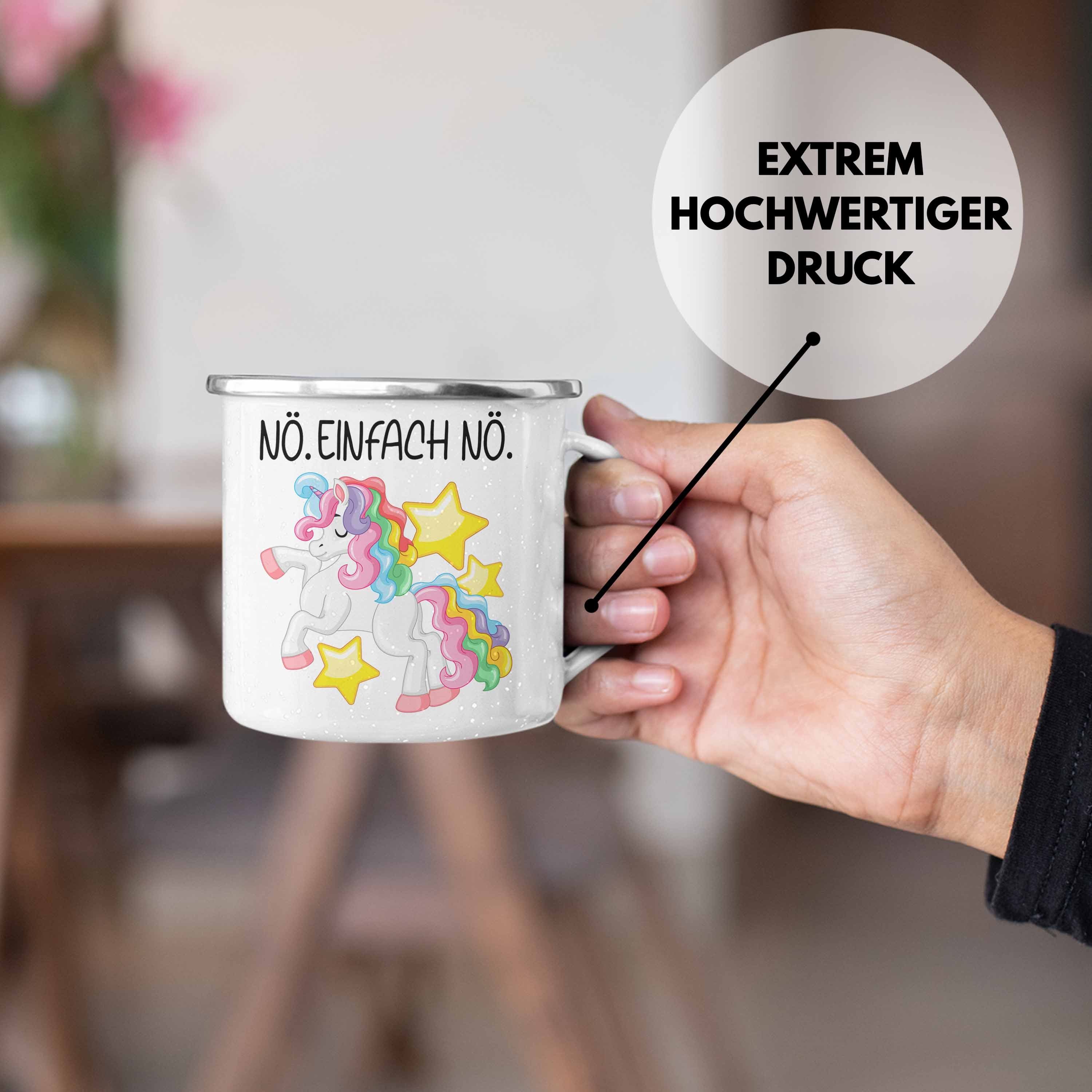 Geschenkidee Frauen Emaille Mit Silber Freundin Lustige Trendation Tasse Spruch KaffeeEmaille Arbeit Nö Einfach Geschenk Einhorn Nö Trendation Thermotasse - Tasse Mama Kollegin