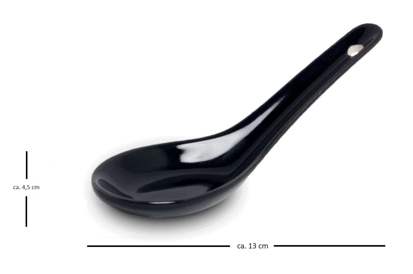 WestCraft Suppenlöffel White and black Series ASIATICA, Porzellan-Löffel-Set Asien / Ramen, 13 cm - Reis-Löffel - Suppen-Löffel, Servier-Löffel - Spoon-Set