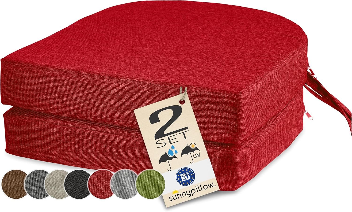 sunnypillow Stuhlkissen 2er Set Stuhlkissen 40 x 40 cm, zylindrische Form, "HAVANA", Rot