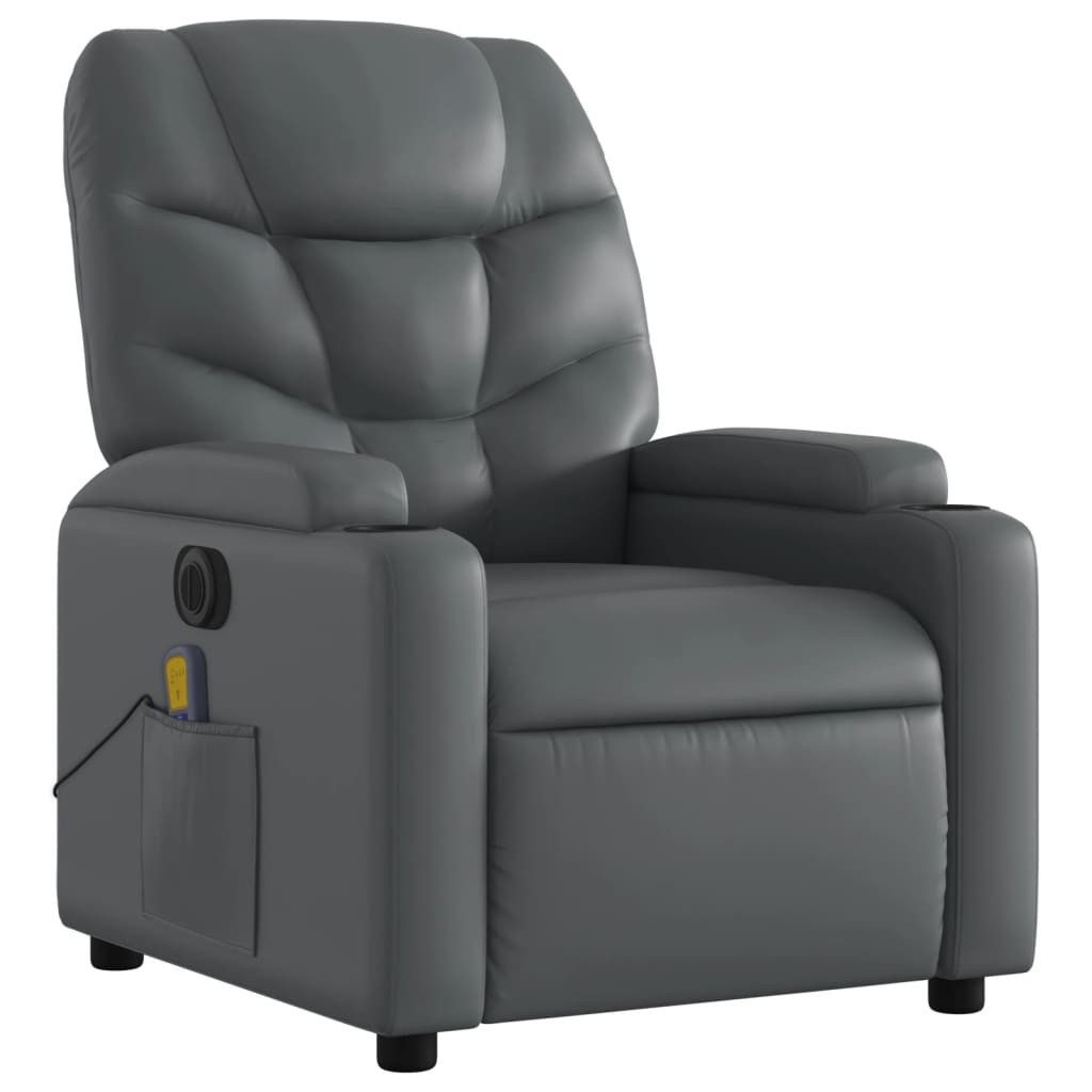 vidaXL Sessel Massagesessel Elektrisch Grau Kunstleder günstig online kaufen
