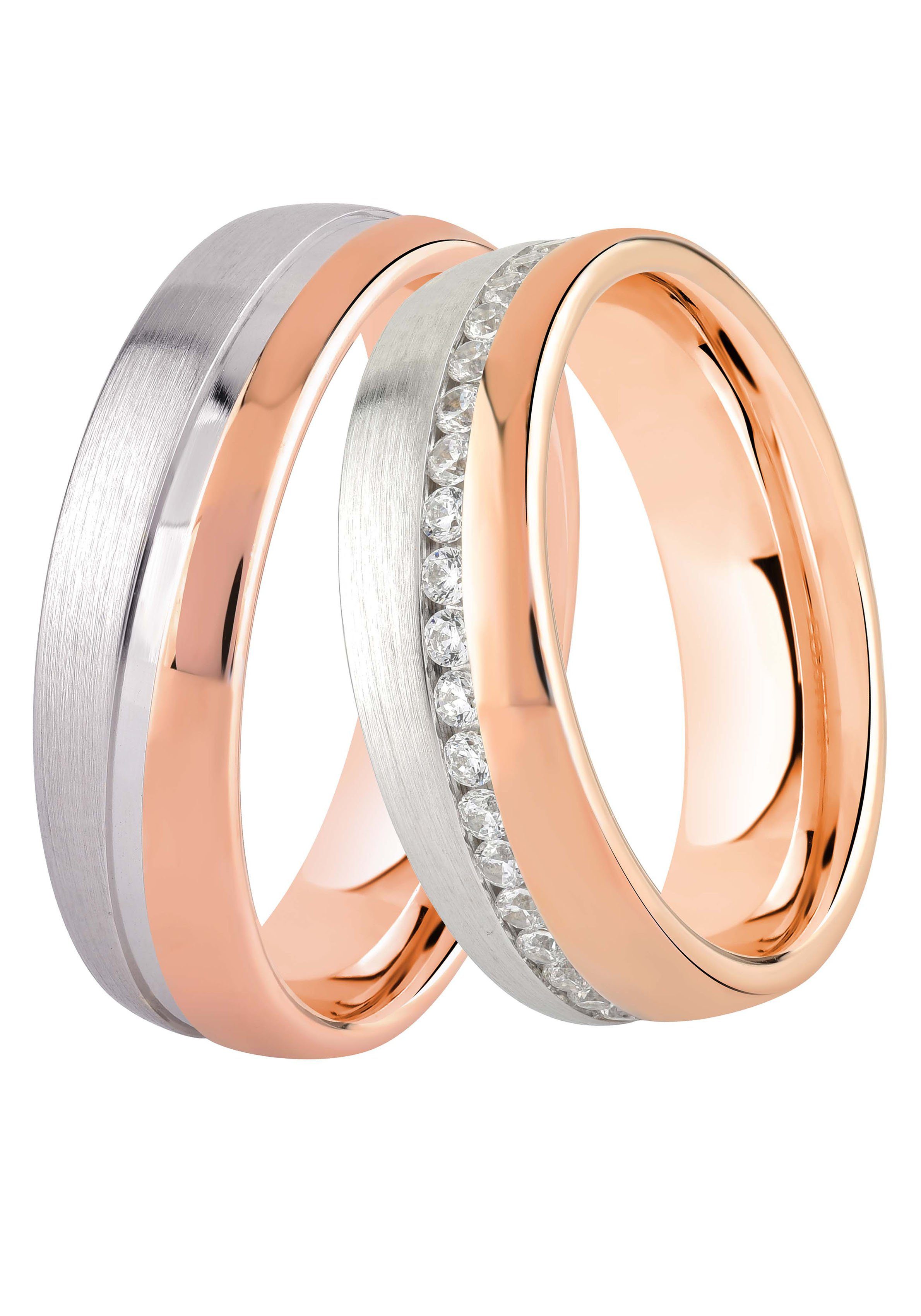 DOOSTI Trauring Schmuck Geschenk Silber 925 Trauring Ehering Partnerring LIEBE, wahlweise mit oder ohne Zirkonia