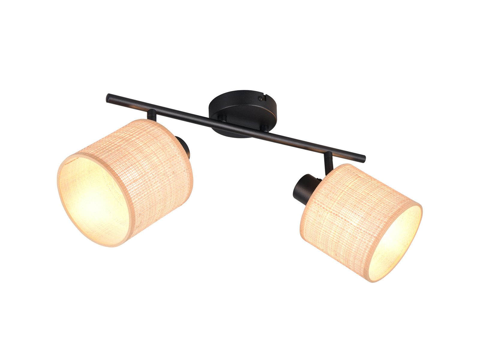 Reality Leuchten LED Deckenstrahler, Dimmfunktion, LED wechselbar, über Lichtschalter in 3 Stufen dimmbar, warmweiß, Deckenlampe Boho mit Lampenschirm geflochten für Treppenhaus, B: 42cm