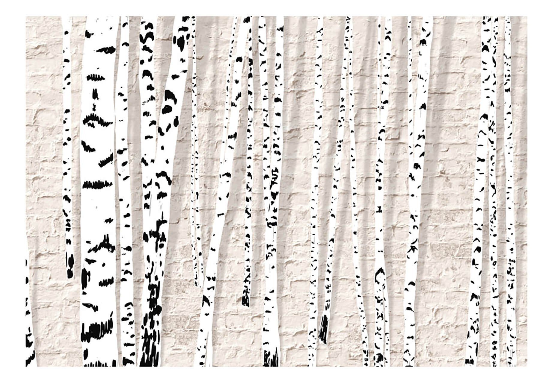 KUNSTLOFT Vliestapete Birch Composition 2.5x1.75 m, halb-matt, lichtbeständige Design Tapete