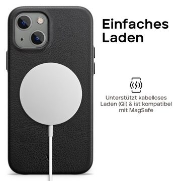 wiiuka Smartphone-Hülle skiin Handyhülle für iPhone 14 Plus, Handgefertigt - Deutsches Leder, Premium Case