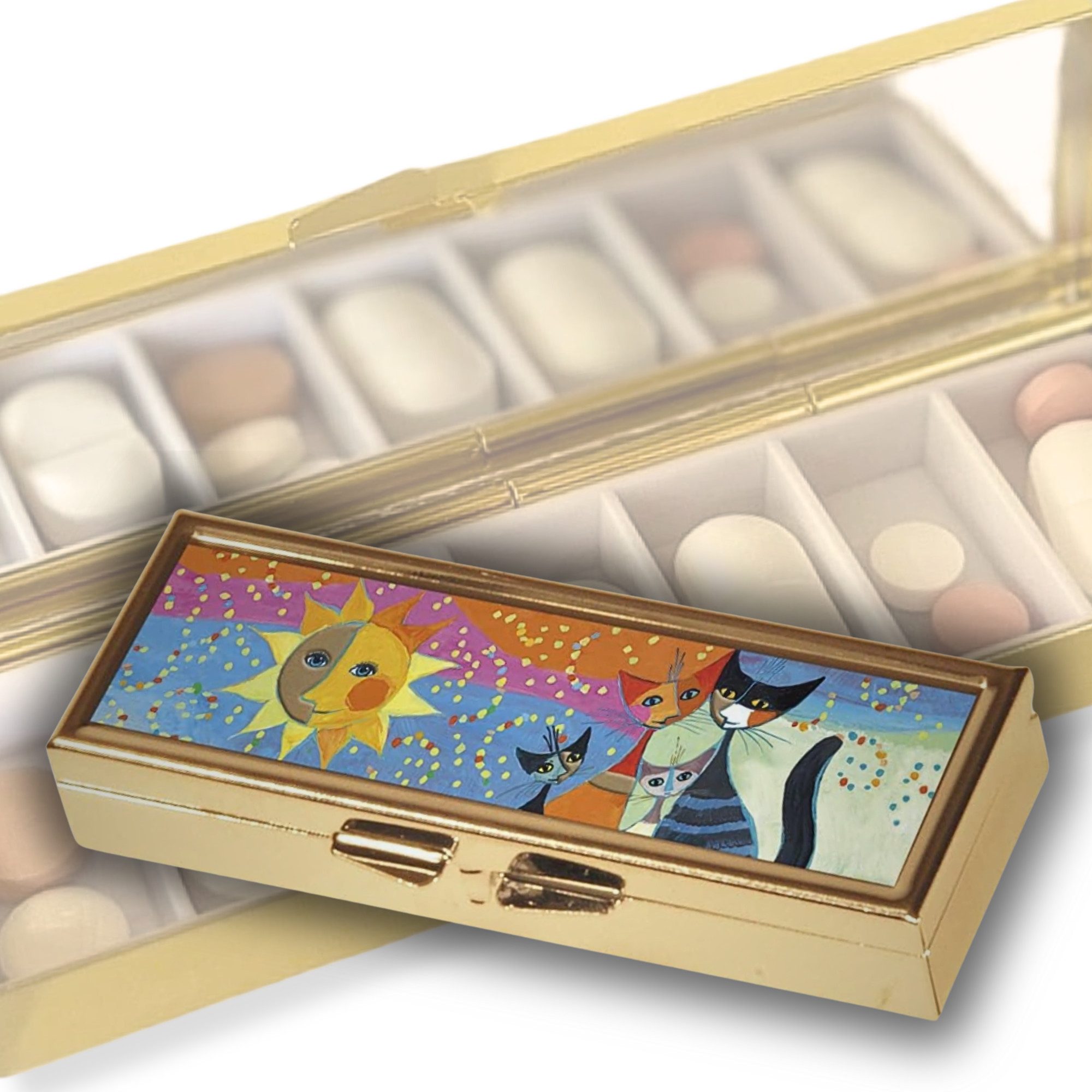 MediMuc Pillendose für 7 Tage von Fridolin - mit Spiegel - Modellauswahl, Pillendose, Tablettendose, Tabletten Dose, Pillendose 7 Tage