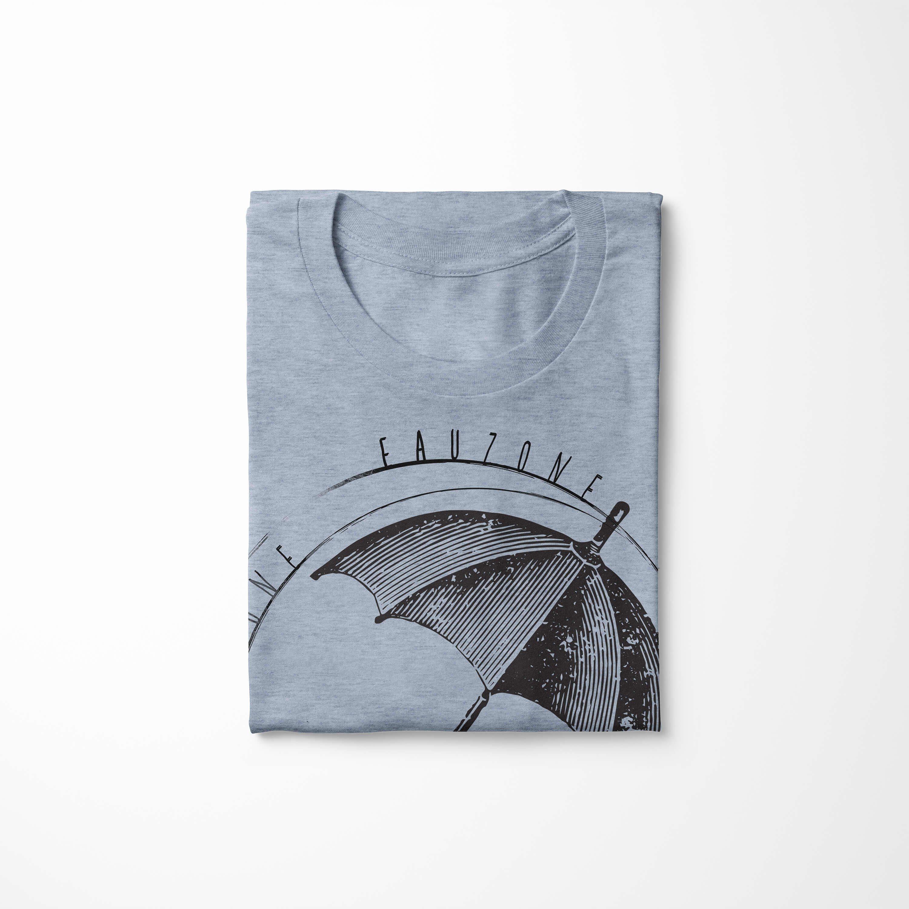 Sinus Art T-Shirt Vintage Herren Regenschirm T-Shirt Stonewash Denim