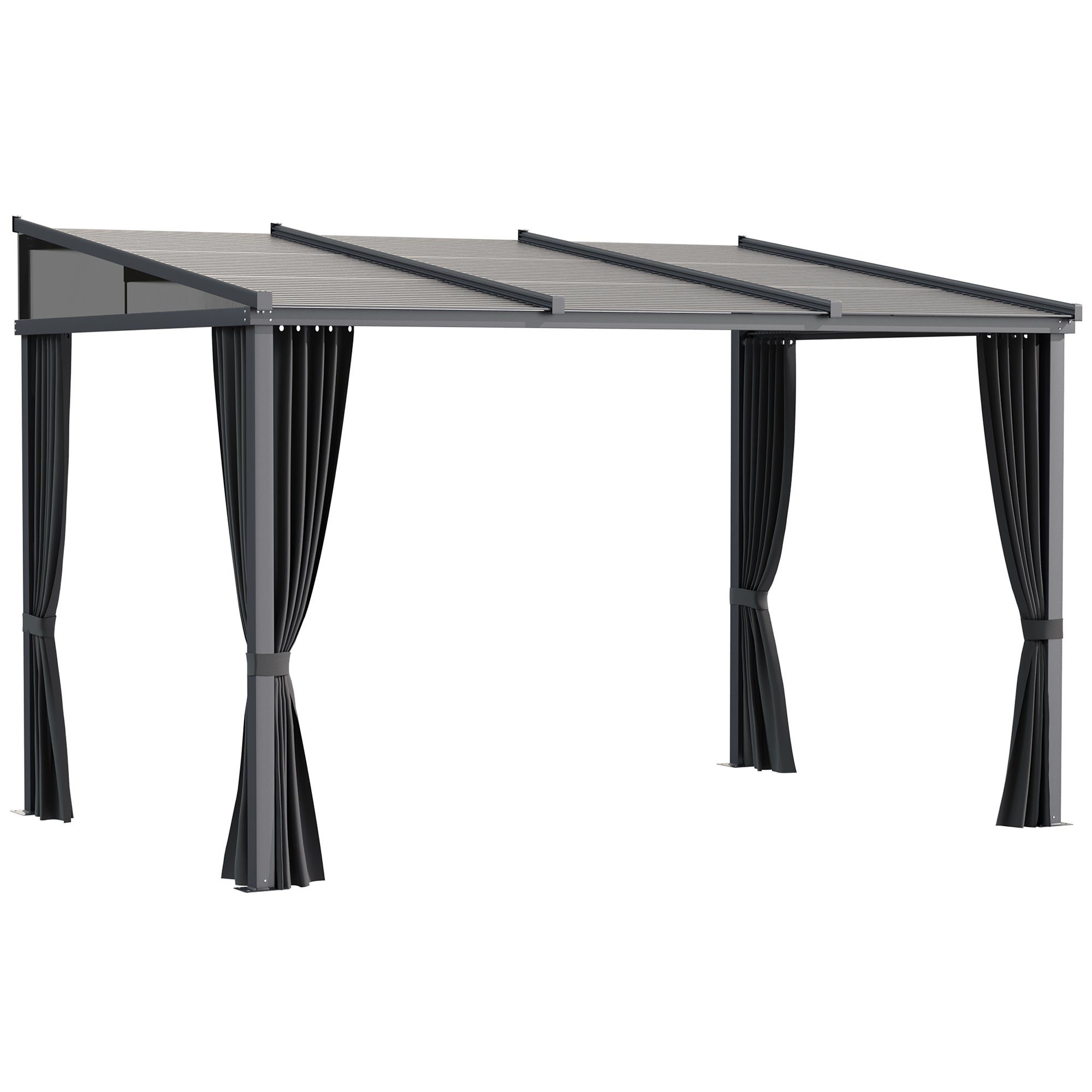 Outsunny Pavillon Gartenpavillon mit Schiebedach, 3,65 x 2,55 x 2,05 m