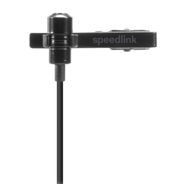 Speedlink Mikrofon SPES Mini Clip-On Ansteck-Mikrofon Schwarz, Ansteck-Mikro 2,5m Kabel, 3,5mm Klinken-Stecker, Metall-Gehäuse/ -Clip