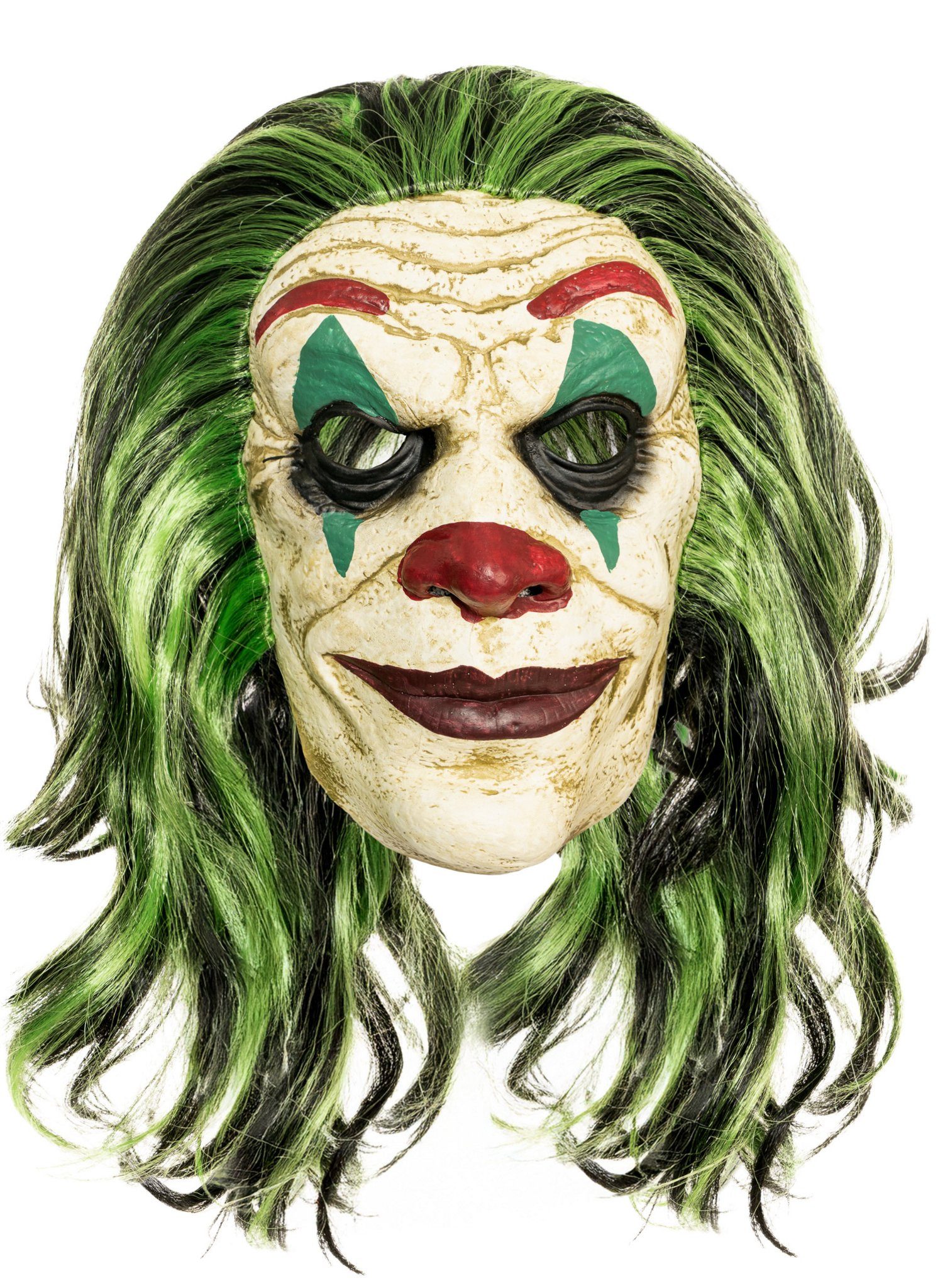 Verkleidungsmaske Grüner Clown - Maske für Karneval Faschingskostüm