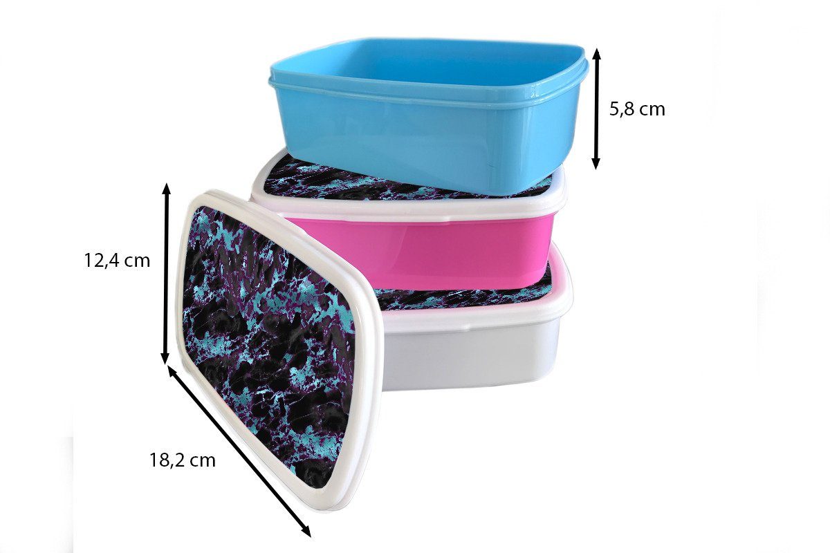 Kinder, Blau rosa Brotbox Kunststoff, Muster, - Lunchbox Marmor Kunststoff Snackbox, (2-tlg), für MuchoWow Mädchen, Brotdose Erwachsene, -