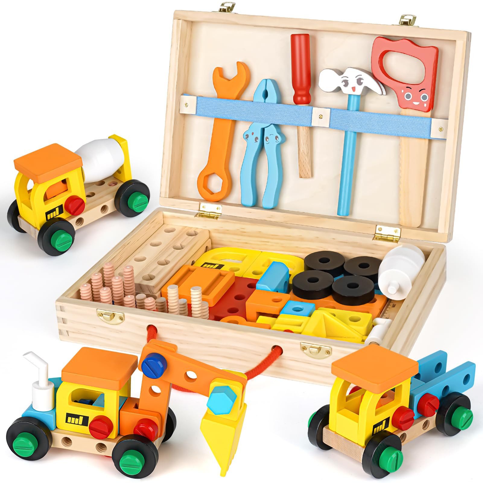 Flintry Kinder-Werkzeug-Set Kinder Werkzeugkasten aus Holz – Werkzeug Set Spielzeug, Lernspielzeug für Rollenspiel, Geschenk für Jungen und Mädchen