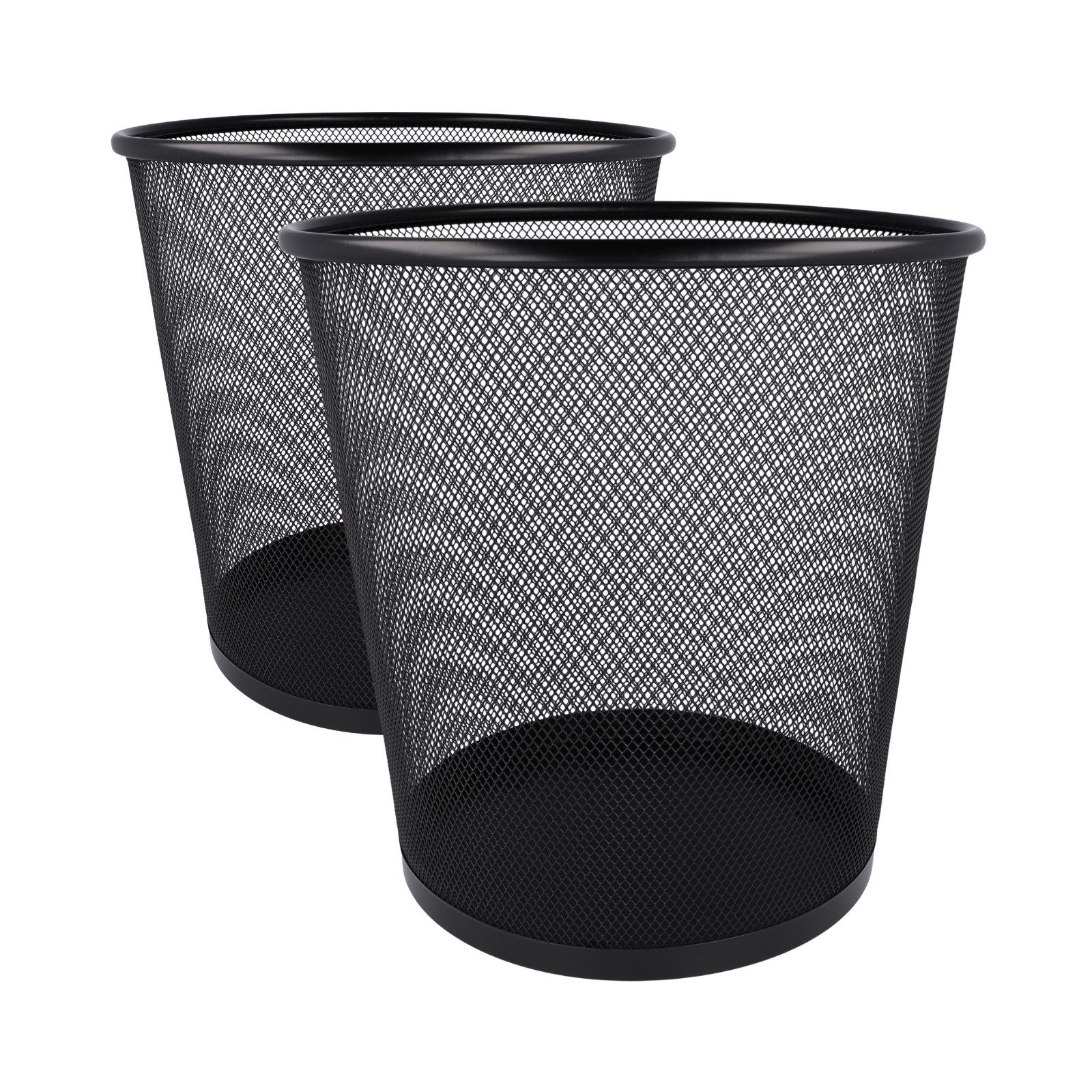 WESTCOTT Papierkorb Abfalleimer Mesh Schwarz (2er-Set), Сміттєві урни aus Drahtgeflecht 13l, Papierkorb für Büro, Homeoffice oder Haushalt