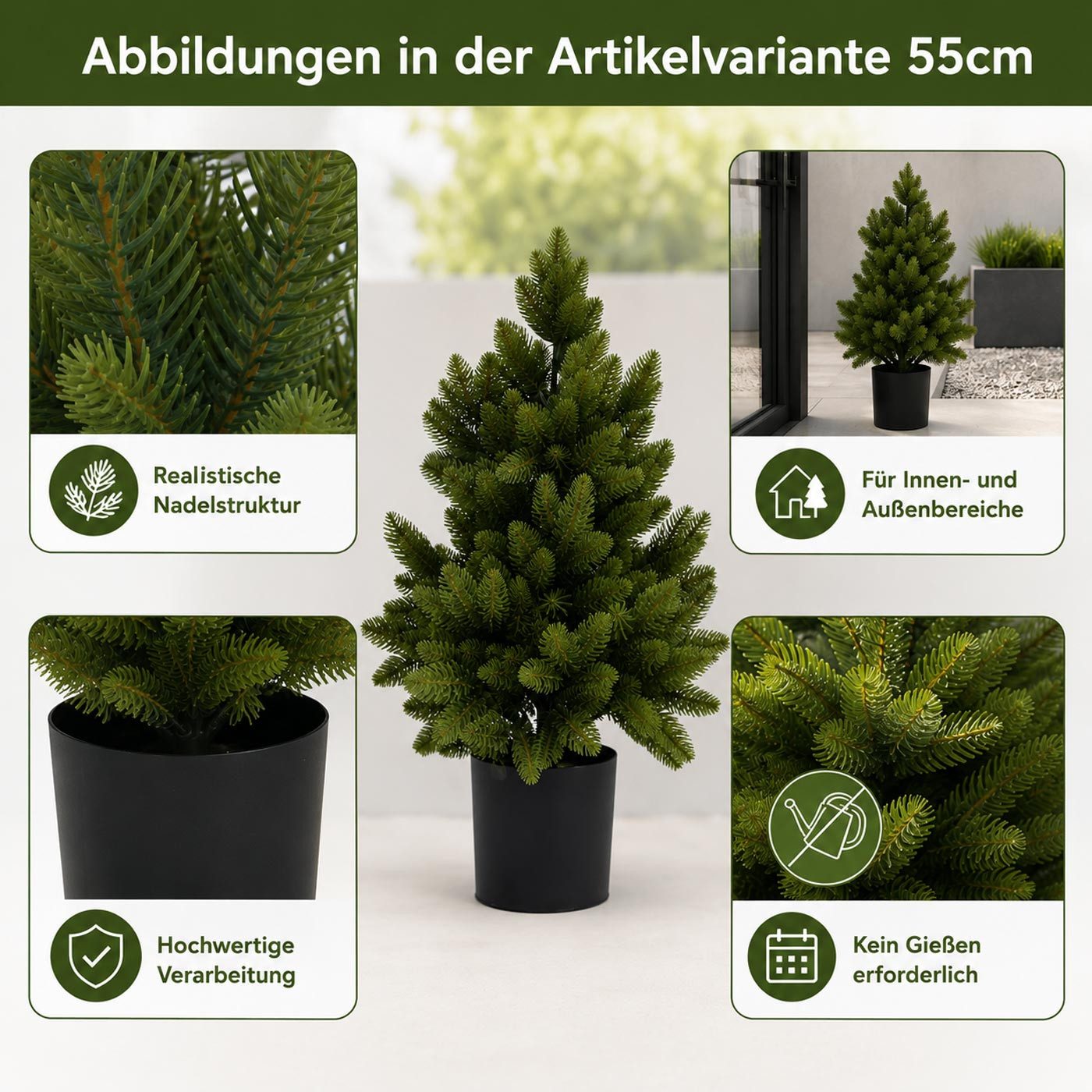 Kunstbaum MCW-R29-WB-55 Fichte, MCW, Höhe 55 cm, Kein Gießen erforderlich