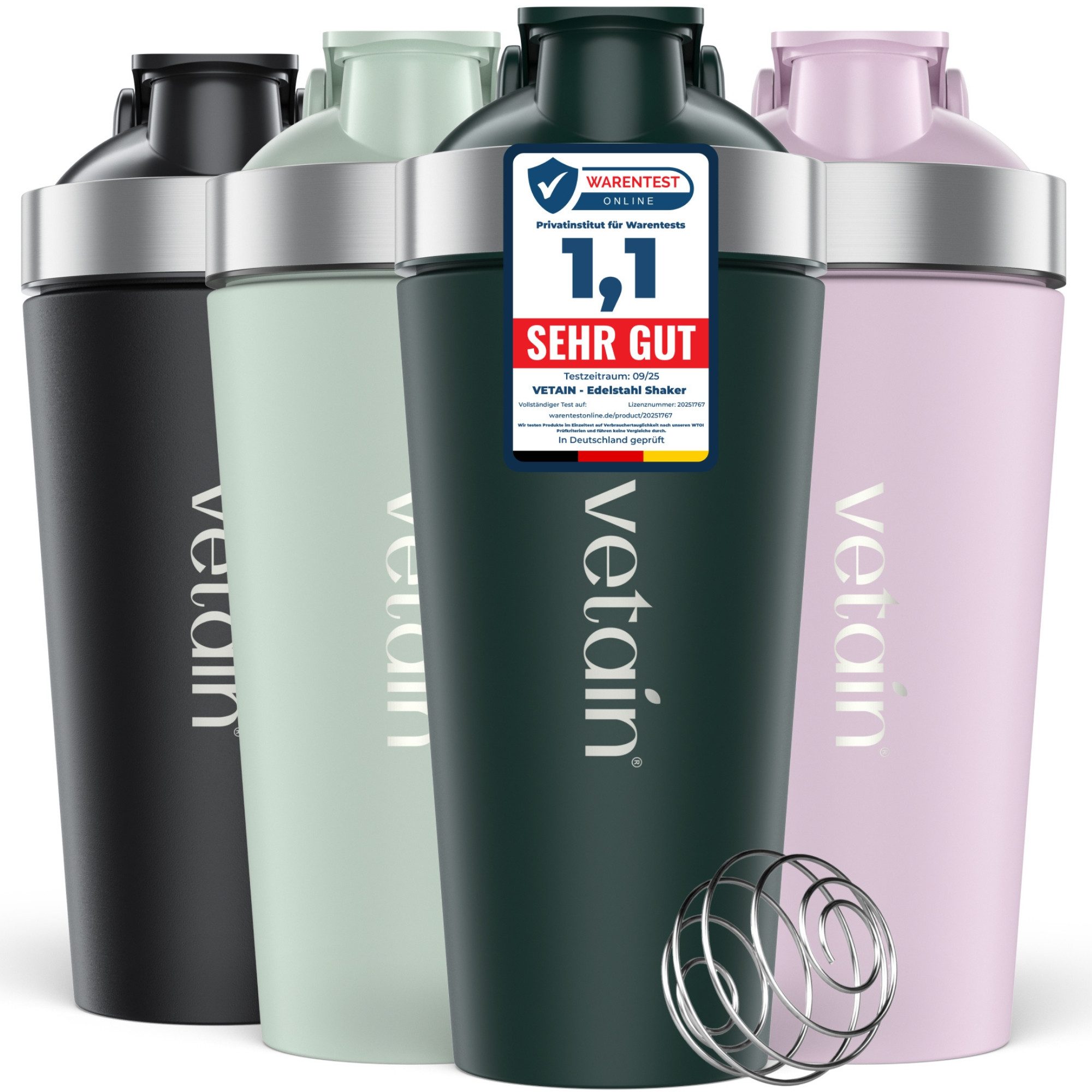 VETAIN Protein Shaker Edelstahl 700ml - 100% Auslaufsicher, Außen gravierte Messskala - Frei von BPA & DEHP - Spülmaschinenfest