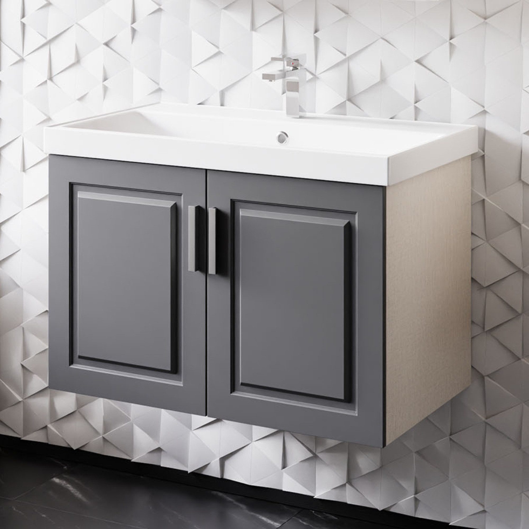 Karen Waschtisch-Set Waschtisch mit Unterschrank Arin Anthrazit, (2-St., De günstig online kaufen