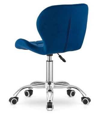 Home Collective Drehstuhl Bürostuhl Schreibtischstuhl mit ergonomischer Sitzfläche, höhenverstellbar, Polster aus Samt in blau