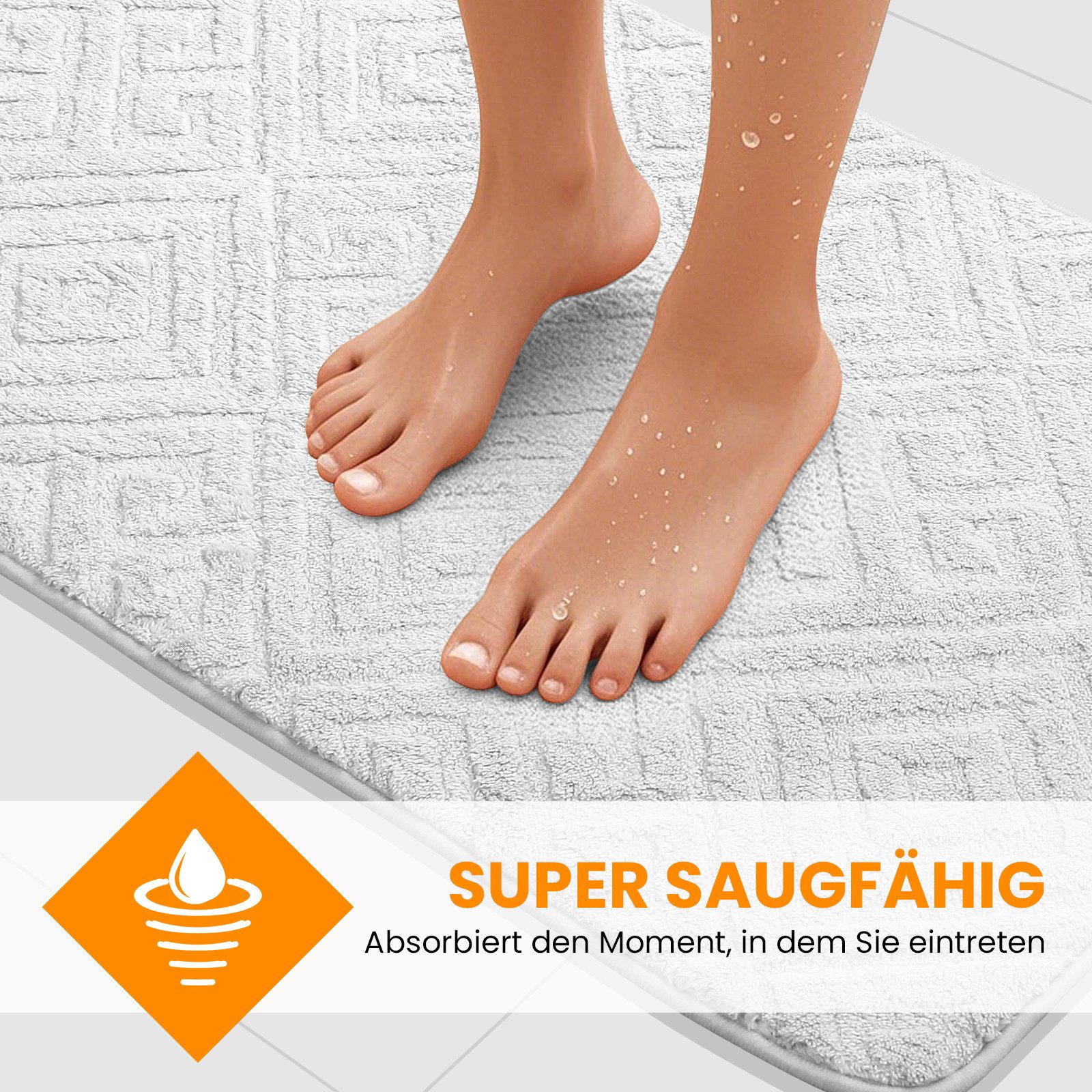 HOMELUX Badematte Badgarnitur 2-teilig mit Ausschnitt, weich & rutschfest, 2BL58, Größe: 50x80cm+40x50cm – Bild 4 von 5