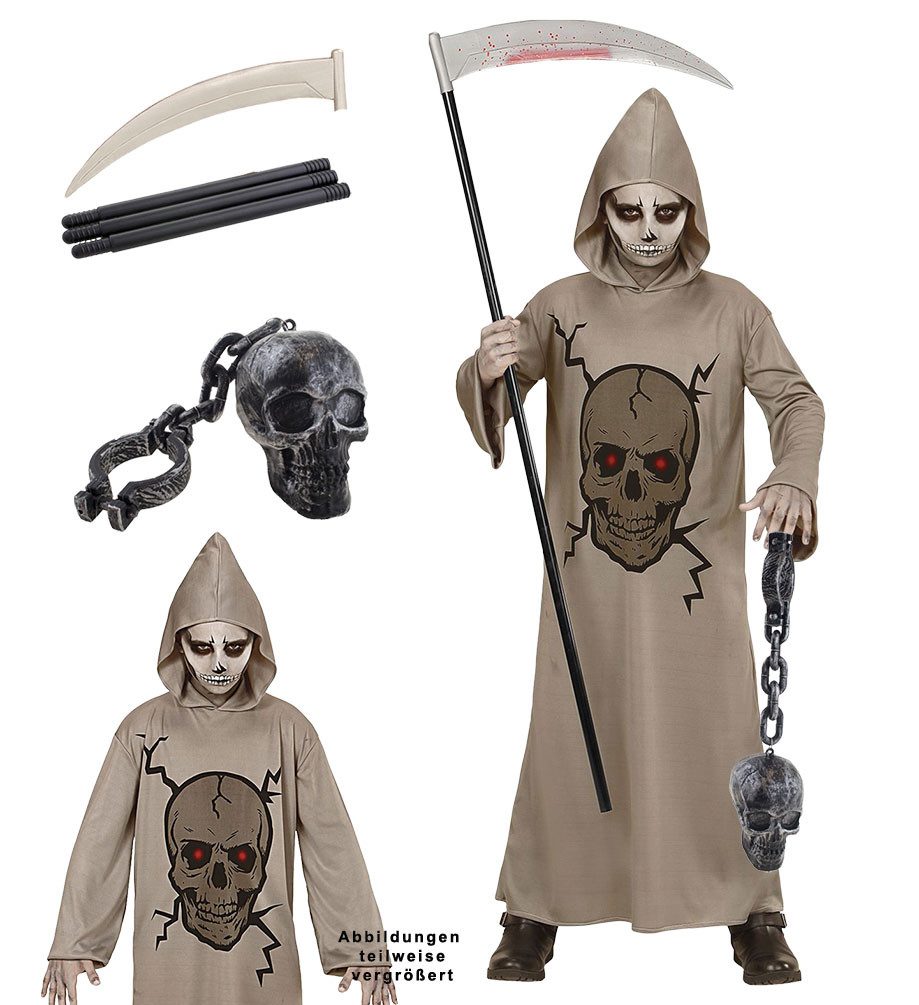 Kostüm Skelett Hell Kinder mit Kapuze Halloweenkostüm