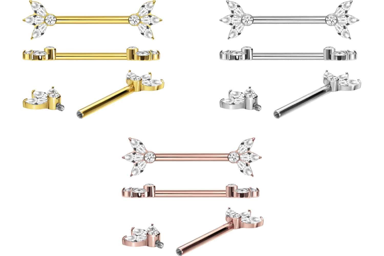 PIERCINGLINE Brustwarzenpiercing Titan Nippelpiercing mit Innengewinde LOTU günstig online kaufen