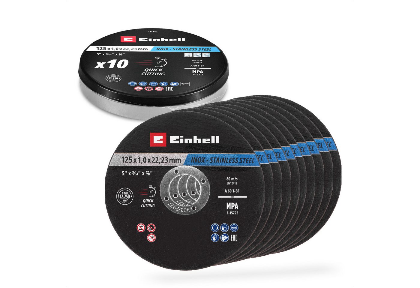 Einhell Trennscheiben Original Einhell Trennscheiben Metall, 10-tlg., Ø 125 mm in Dose (Schn, (711442-tlg), Original Einhell Trennscheiben Metall, 10-tlg., Ø 125 mm in Dose (Schn