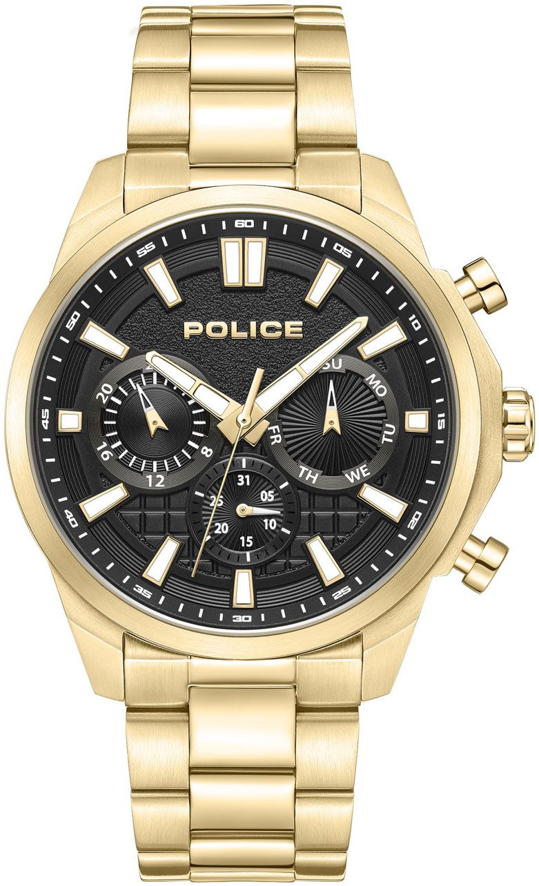 Police Multifunktionsuhr RANGY PEWJK0021005, Quarzuhr, Armbanduhr, Herrenuhr, Edelstahlarmband, analog