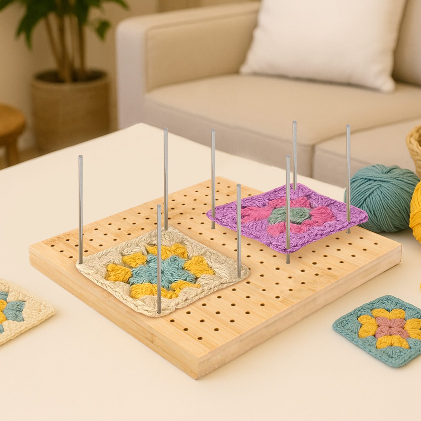 Youyijia Wirbelschäkel Granny Square Granny Square Spanner Handcrafted Wooden Blocking Holz