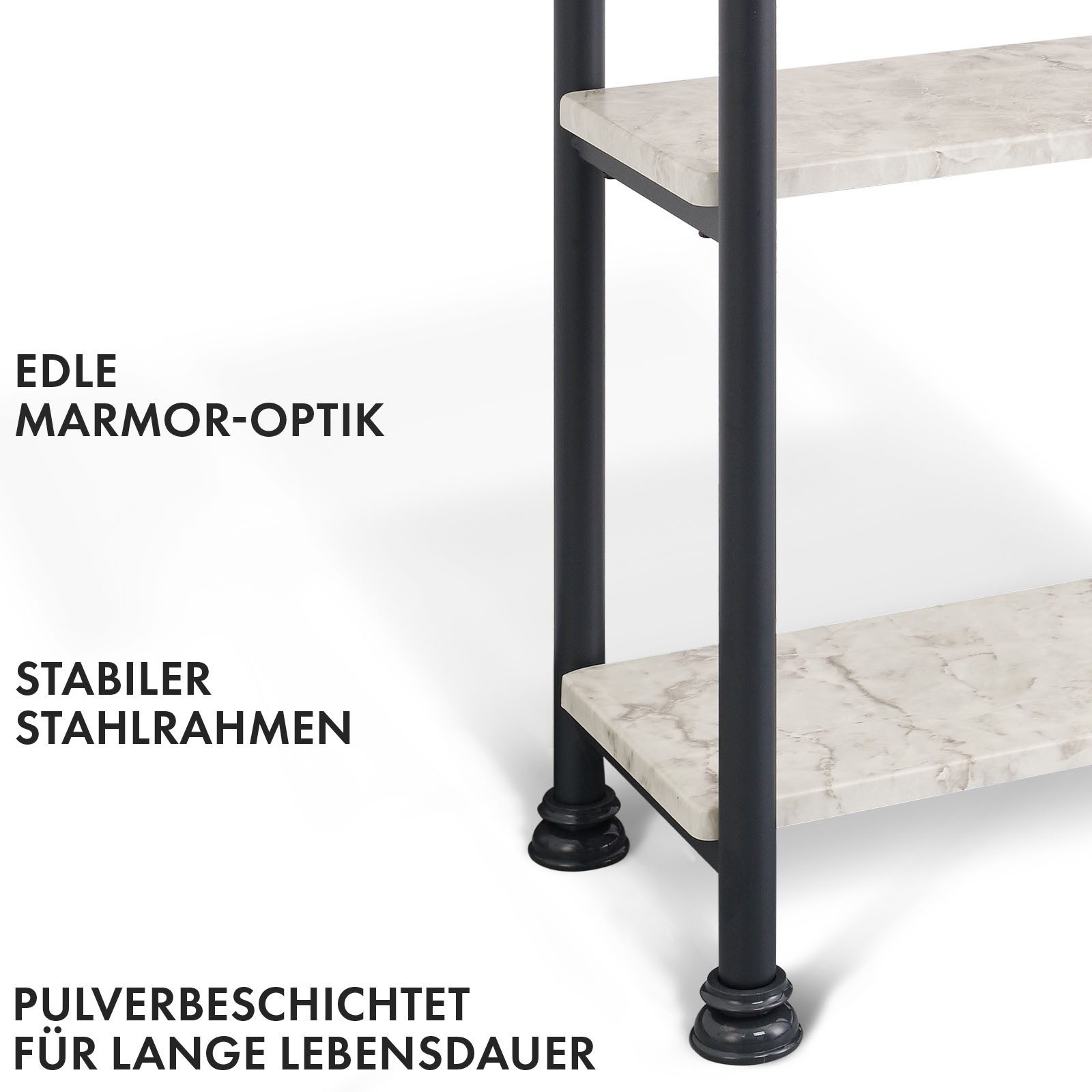 Floordirekt Standregal Charles, Marmor-Optik & stabile Stahl-Konstruktion, pulverbeschichtet, 3 Etagen, 35 x 26 x 70 cm 1-tlg., stabiler Stand, keine Wandmontage nötig, für alle Räume, rostfrei