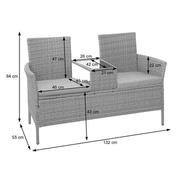 MCW Gartenbank MCW-E24, Poly-Rattan, mit Armlehnen, Bezüge mit Reißverschluss, wasserabweisend