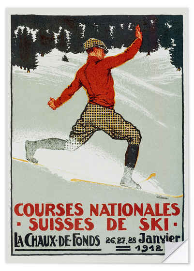 Posterlounge Wandfolie Jules Courvoisier, Courses nationales suisses de ski / La Chaux de Fonds, Illustration