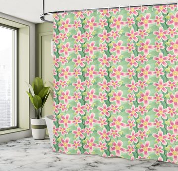 Abakuhaus Duschvorhang Moderner Digitaldruck mit 12 Haken auf Stoff Wasser Resistent Breite 175 cm, Höhe 180 cm, Flora Pastell Große Blütenblätter