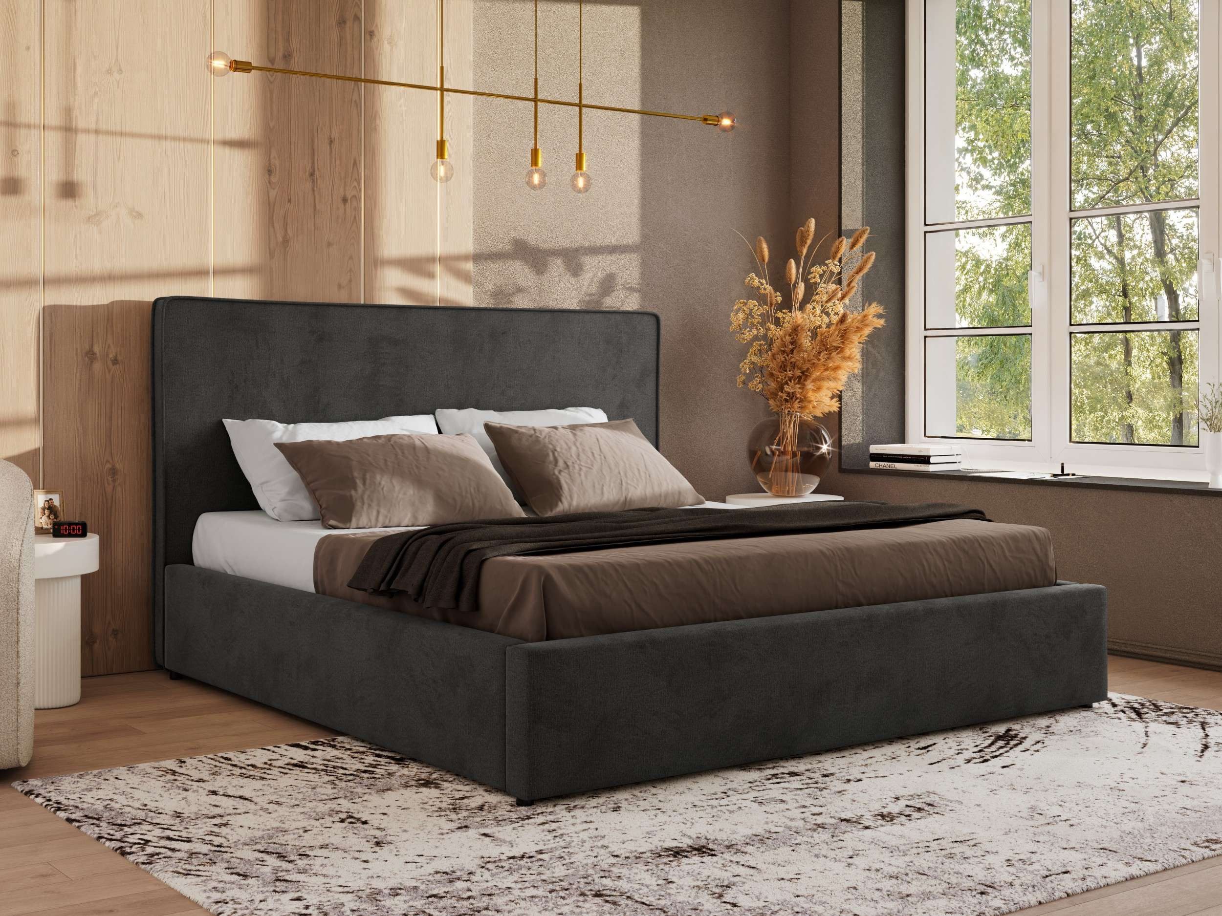 MKS MÖBEL Polsterbett CORIVO Classic (Bett, Doppelbett mit Bettkasten & Lattenrost, ohne/mit Matratze), Gasdruck-Mechanismus, gepolstertes Kopfteil, Größen 140–200 cm
