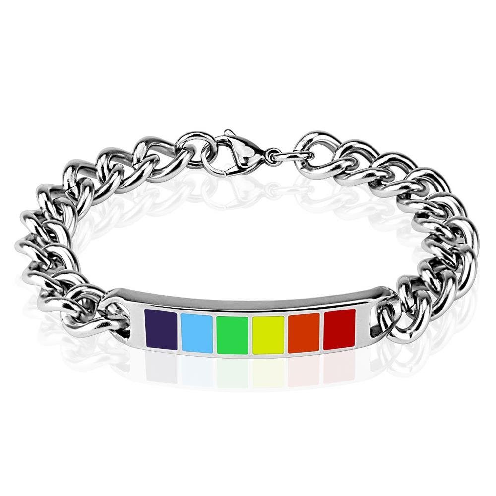 BUNGSA Königsarmband Armband Regenbogen Silber aus Edelstahl Unisex (1 Armband, 1-tlg), Bracelet Armschmuck